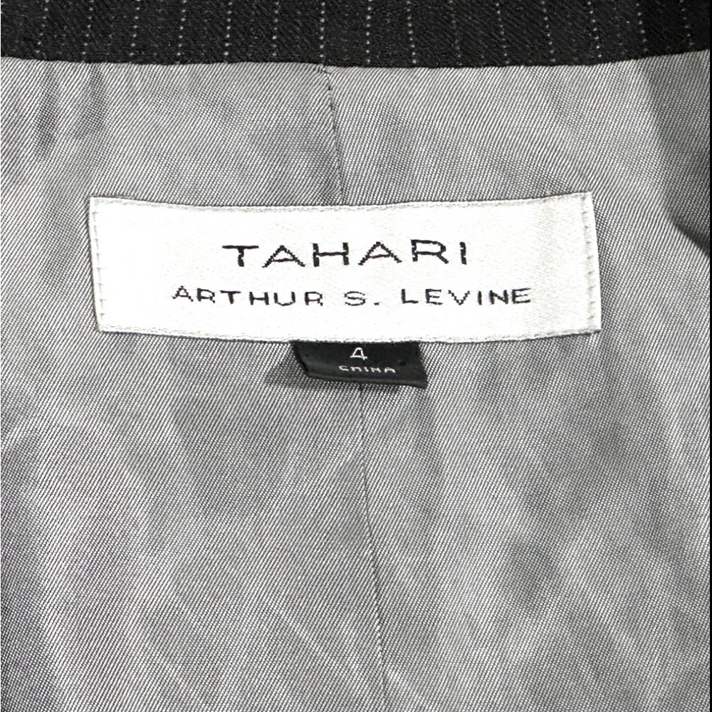 TAHARI ASL Blazer Jacket Black White Pinstripes Button Down Long Sleeve Size 4 - Picture 6 of 12